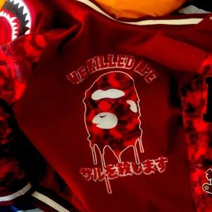 Red bape varsity jacket